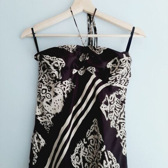 LAUNDRY / by Shelli Segal 100% Silk Scarf Style Halter Dress Sz 10 Flawed - Picture 3 of 15